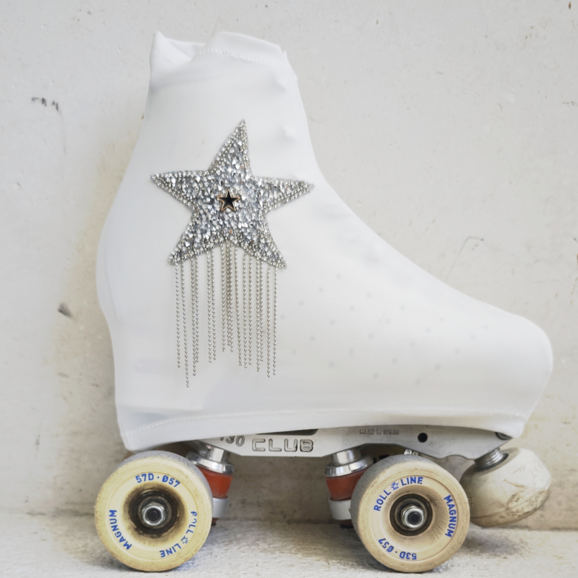 Blanca estrella plata flecos – Fundas de Patín