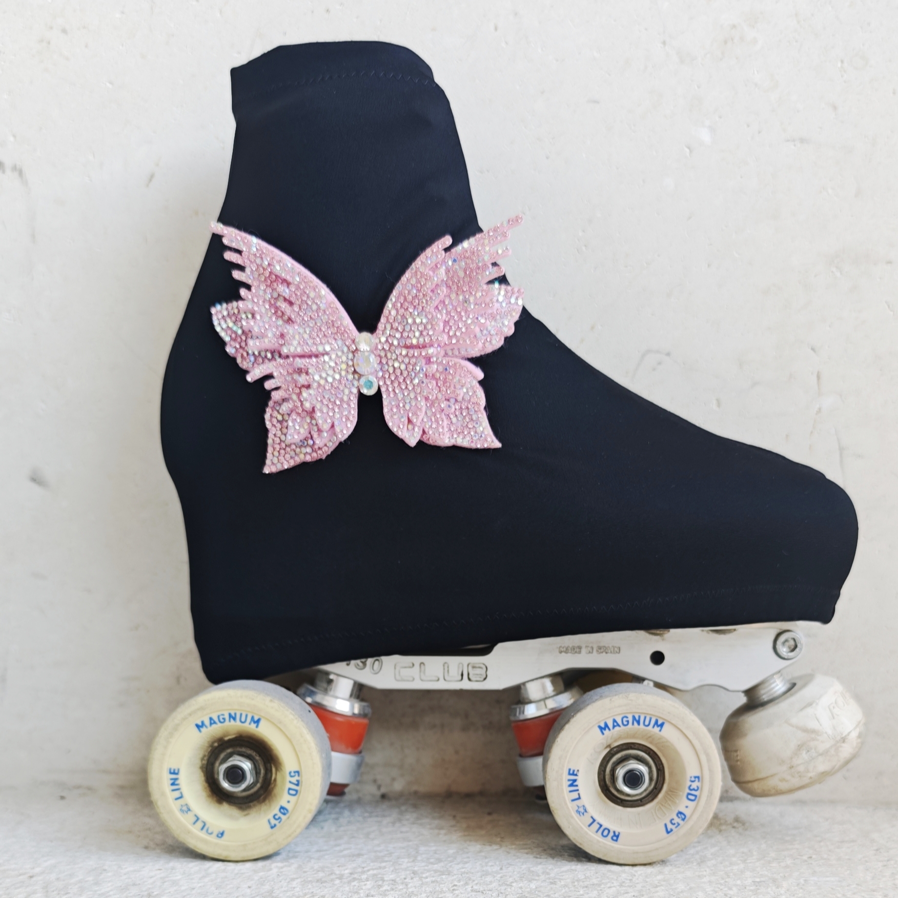 Negra gran mariposa rosa brilli – Fundas de patín